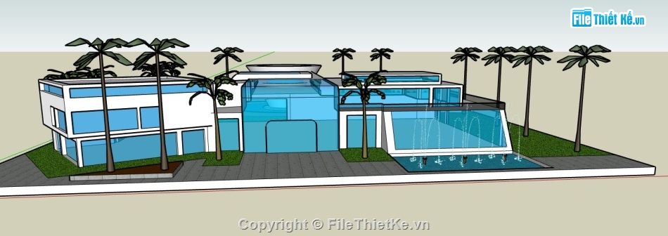 sketchup biệt thự,model su biệt thự vườn,file su biệt thự