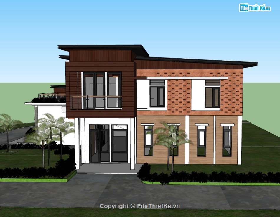 biệt thự hiện đại,su biệt thự,sketchup biệt thự,biệt thự 2 tầng