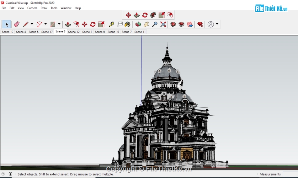 Model Su biệt thự lâu đài,biệt thự SU,Sketchup biệt thự cổ,file sketchup lâu đài cổ điển,File su biệt thự cổ điển