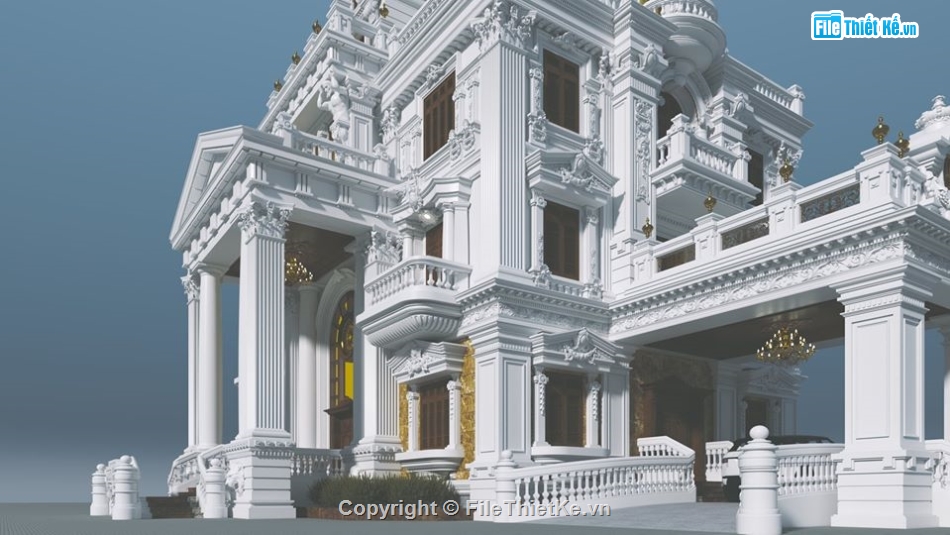 Model Su biệt thự lâu đài,biệt thự SU,Sketchup biệt thự cổ,file sketchup lâu đài cổ điển,File su biệt thự cổ điển