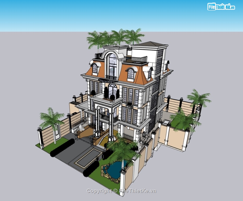 biệt thự tân cổ,su biệt thự,sketchup biệt thự,su biệt thự tân cổ điển