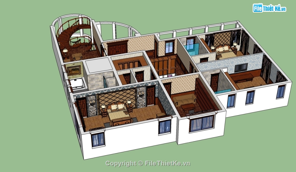 Model phòng ngủ,su phòng ngủ,căn hộ cao cấp,file sketchup căn hộ