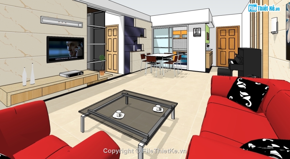 căn hộ chung cư,model su căn hộ,file sketchup căn hộ,file sketchup căn hộ chung cư