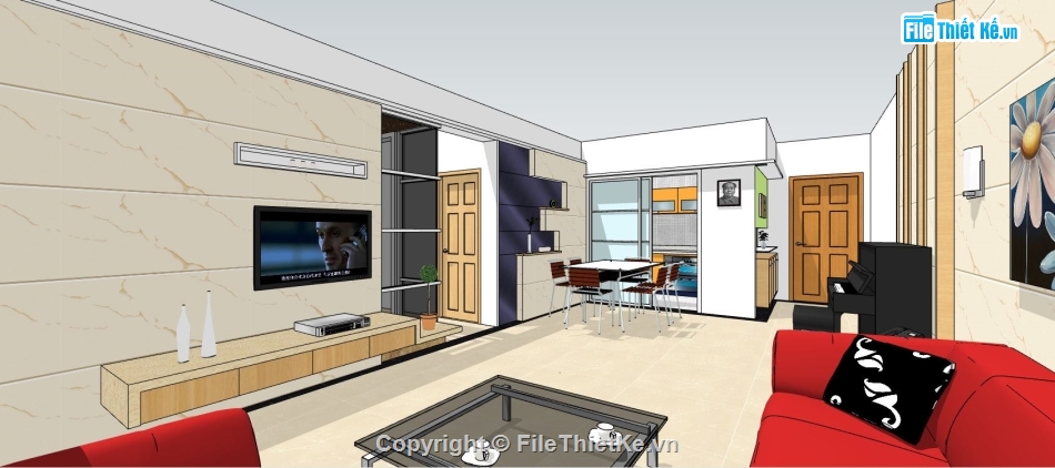 căn hộ chung cư,model su căn hộ,file sketchup căn hộ,file sketchup căn hộ chung cư