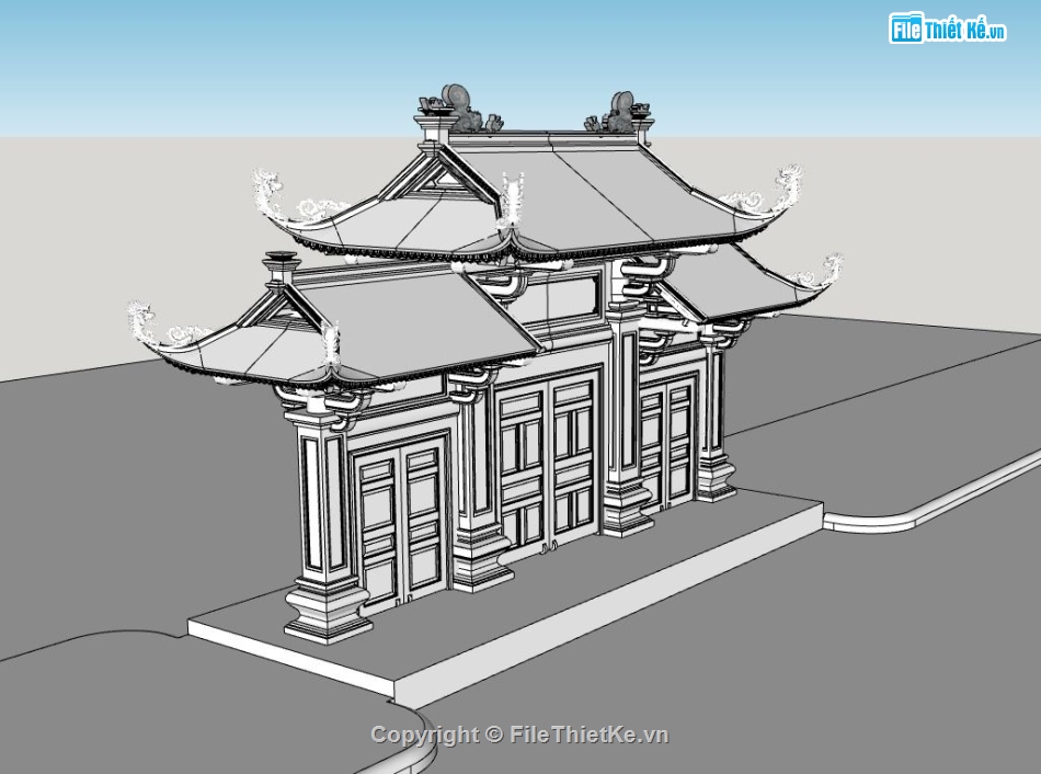 thiết kế đình chùa,cổng đình chùa,file cổng đình chùa cnc