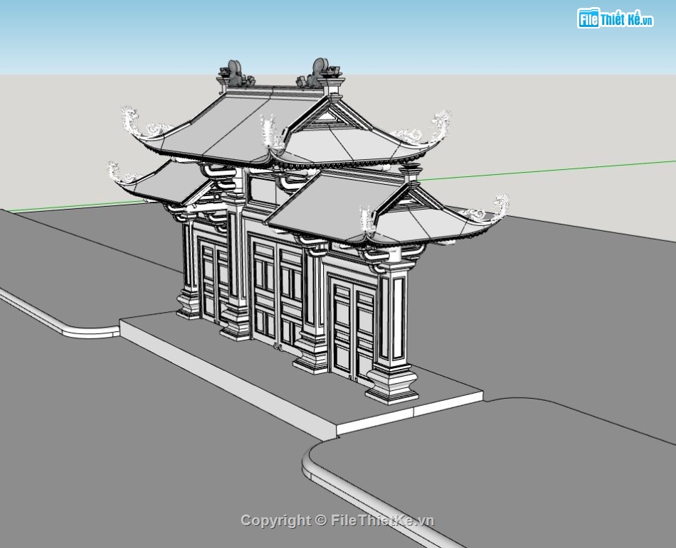 thiết kế đình chùa,cổng đình chùa,file cổng đình chùa cnc