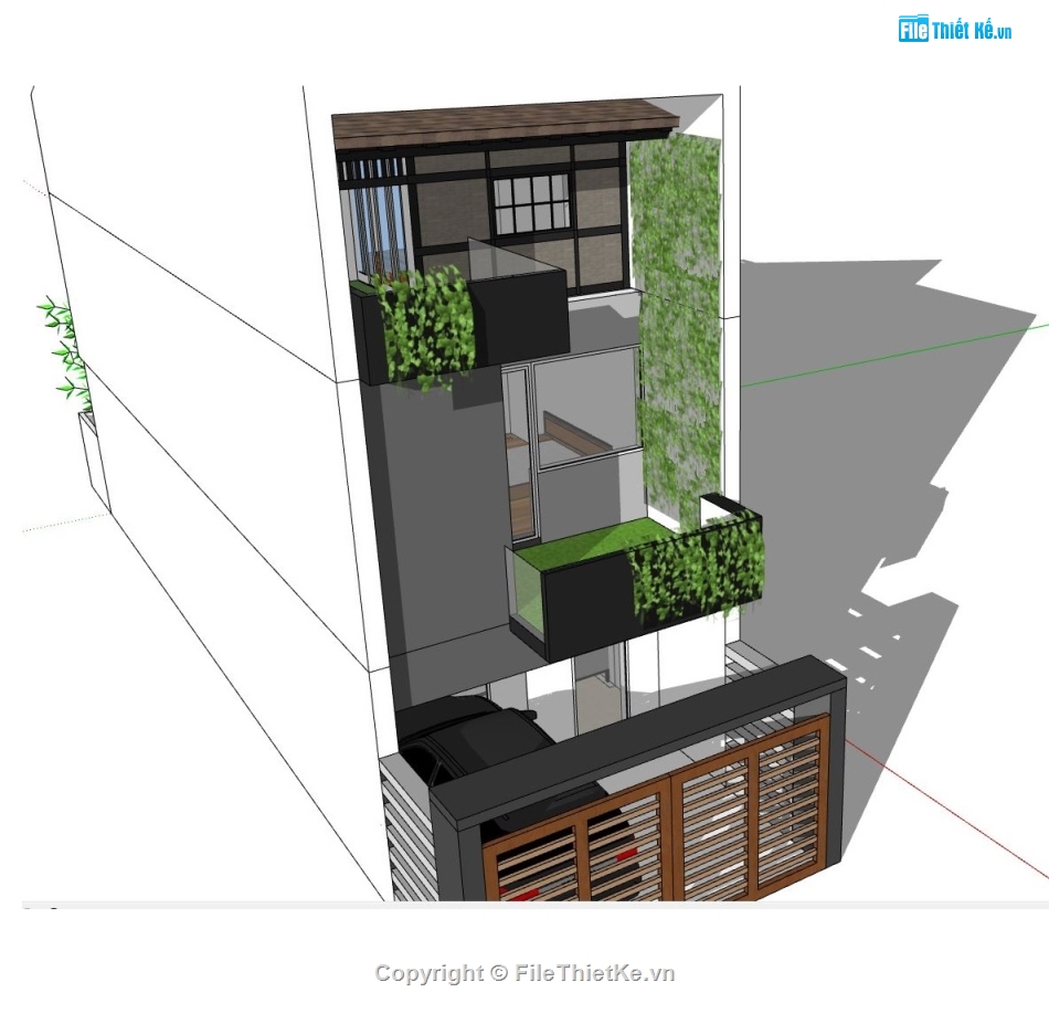 mẫu nhà 3 tầng,mẫu nhà phố 3 tầng,nhà phố 3 tầng su,sketchup nhà phố 3 tầng