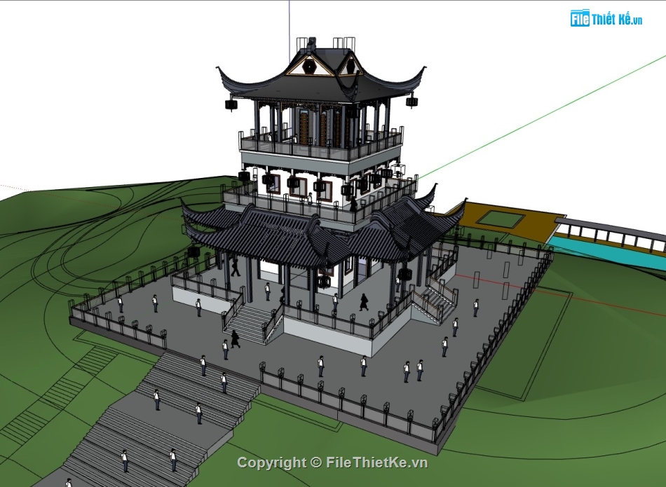 su chùa,sketchup chùa,file su chùa,file sketchup chùa