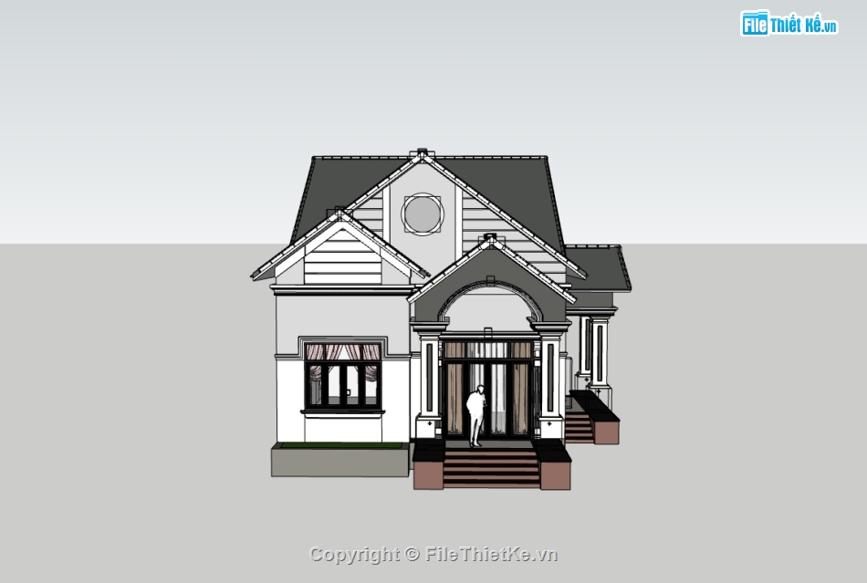 mái thái 1 tầng,su nhà 1 tầng,sketchup nhà 1 tầng