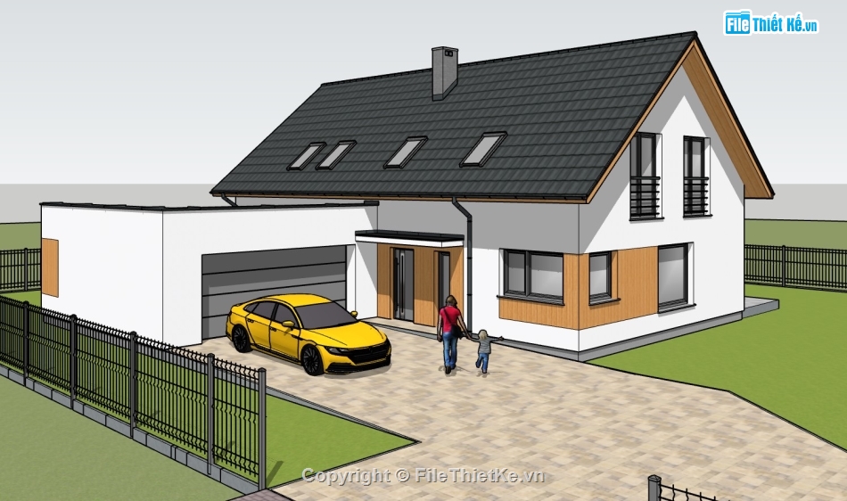 su nhà,sketchup nhà,nhà 2 tầng,su nhà 2 tầng