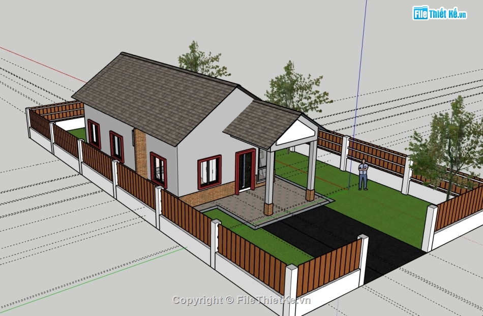 su nhà cấp 4,sketchup nhà cấp 4,nhà cấp 4