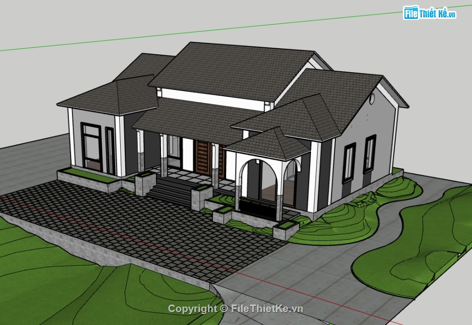 nhà cấp 4,Model su nhà cấp 4,su nhà cấp 4,sketchup nhà cấp 4