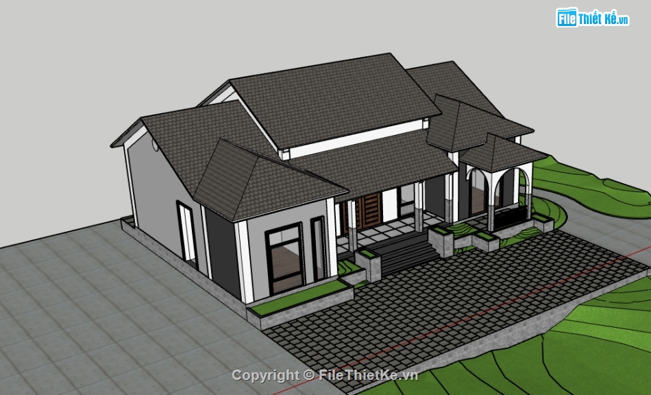 nhà cấp 4,Model su nhà cấp 4,su nhà cấp 4,sketchup nhà cấp 4