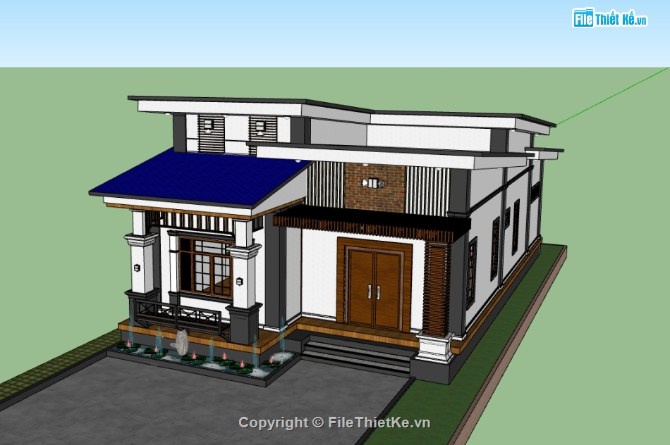 Model su nhà cấp 4,nhà cấp 4,su nhà cấp 4,sketchup nhà cấp 4