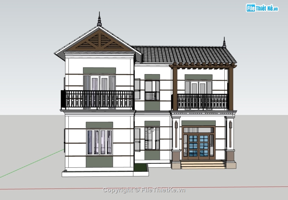 nhà 2 tầng,su nhà 2 tầng,sketchup nhà 2 tầng,nhà 2 tầng chữ L