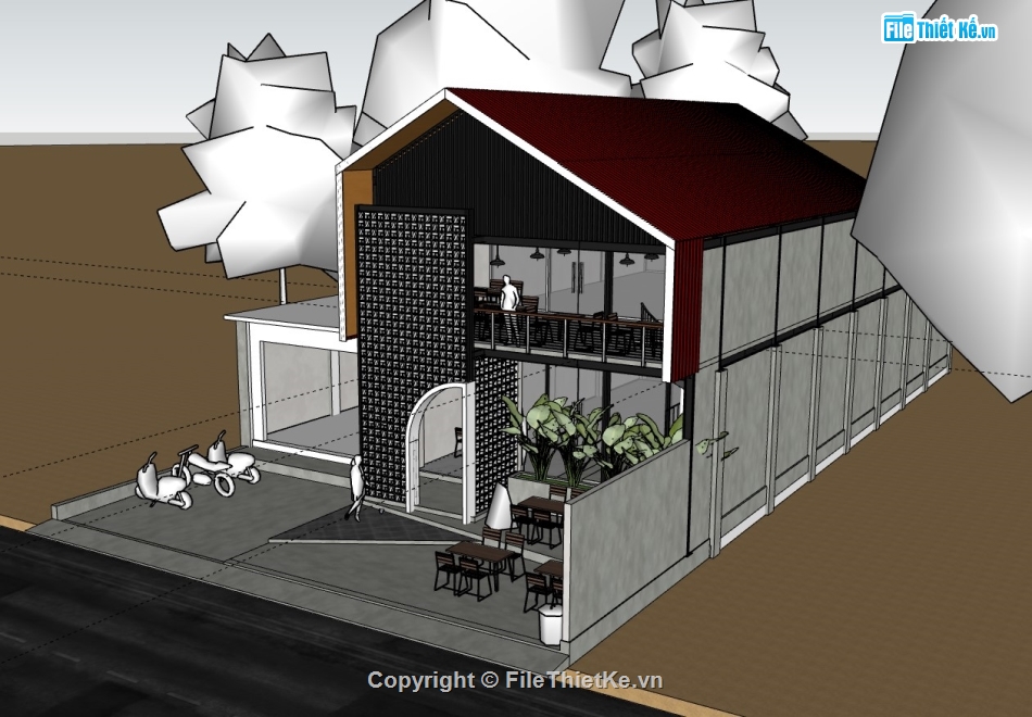 nhà hàng,su nhà hàng,sketchup nhà hàng