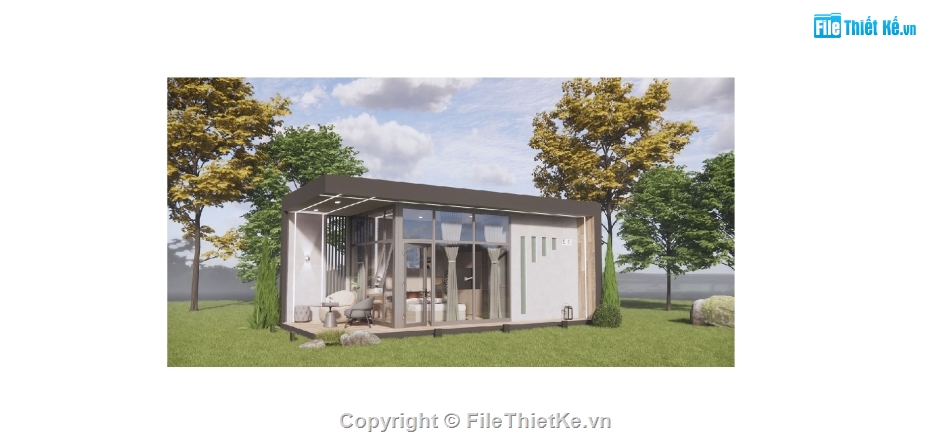 model su nhà nghỉ dưỡng,file sketchup nhà nghỉ dưỡng,nhà nghỉ dưỡng 4x8.5m,mẫu nhà nghỉ dưỡng file su