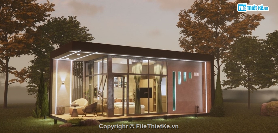 model su nhà nghỉ dưỡng,file sketchup nhà nghỉ dưỡng,nhà nghỉ dưỡng 4x8.5m,mẫu nhà nghỉ dưỡng file su
