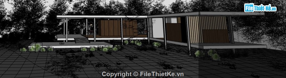 nhà chữ L file Su,sketchup nhà nghỉ dưỡng,nhà nghỉ file sketchup,nhà nghỉ dưỡng cho khách du lịch