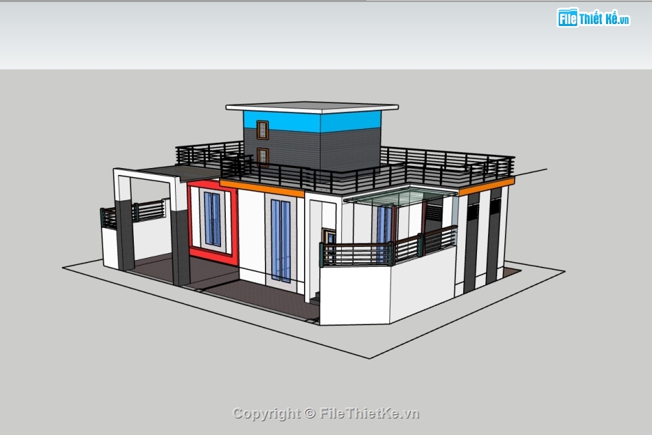 su nhà phố,sketchup nhà phố,su nhà phố 1 tầng,sketchup nhà phố 1 tầng