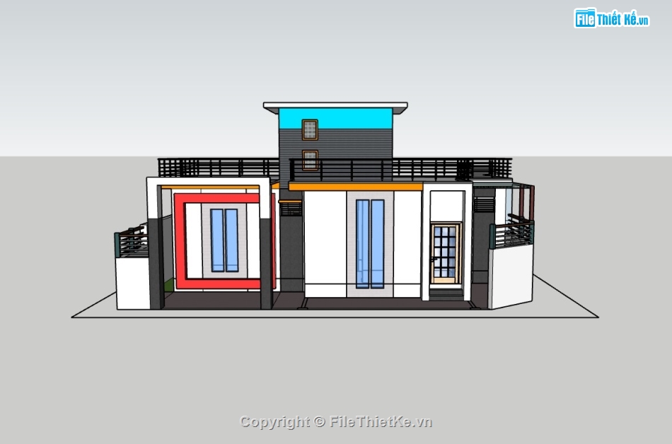 su nhà phố,sketchup nhà phố,su nhà phố 1 tầng,sketchup nhà phố 1 tầng