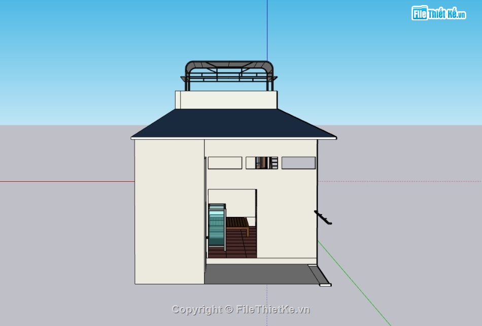 su nhà phố,sketchup nhà phố,su nhà phố 1 tầng,sketchup nhà phố 1 tầng