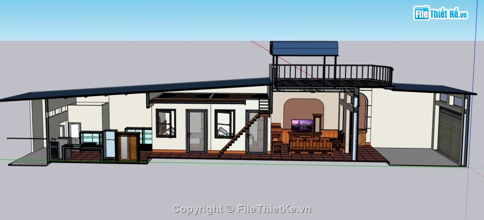 su nhà phố,sketchup nhà phố,su nhà phố 1 tầng,sketchup nhà phố 1 tầng