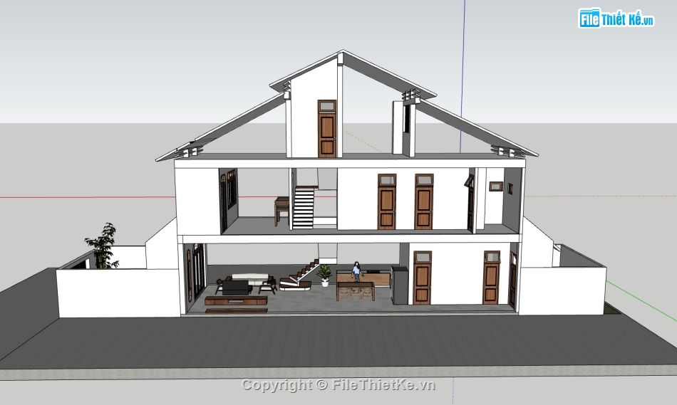 nhà phố 2 tầng,su nhà phố,sketchup nhà phố 2 tầng,su nhà phố 2 tầng