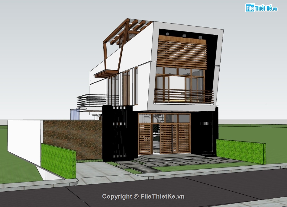 su nhà phố,sketchup nhà phố,su nhà phố 2 tầng