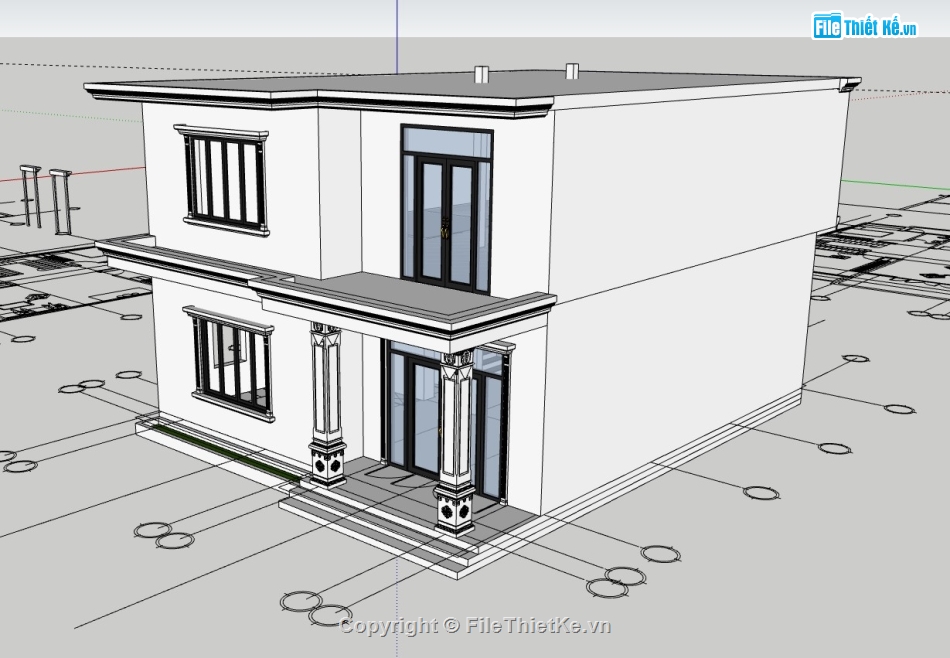 su nhà phố,sketchup nhà phố,su nhà phố 2 tầng,sketchup nhà phố 2 tầng