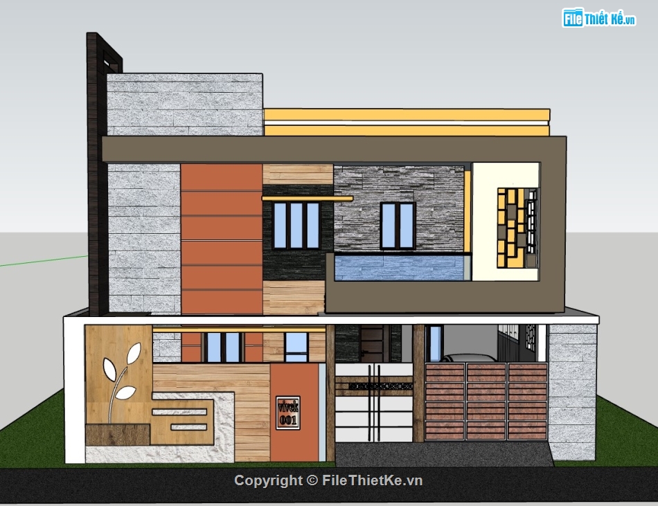 su nhà phố,sketchup nhà phố 2 tầng,su nhà phố 2 tầng