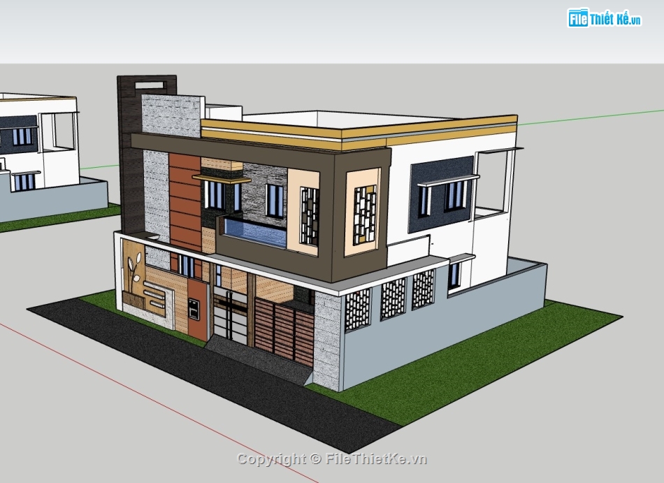 su nhà phố,sketchup nhà phố 2 tầng,su nhà phố 2 tầng