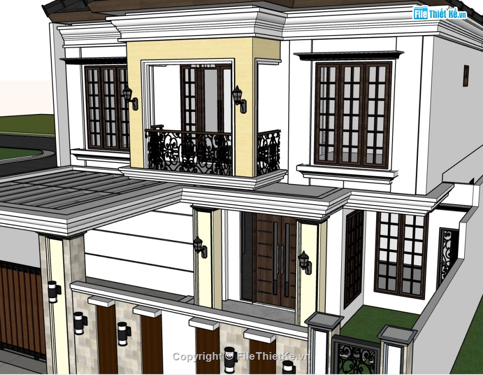 su nhà phố,sketchup nhà phố,su nhà phố 2 tầng,sketchup nhà phố 2 tầng