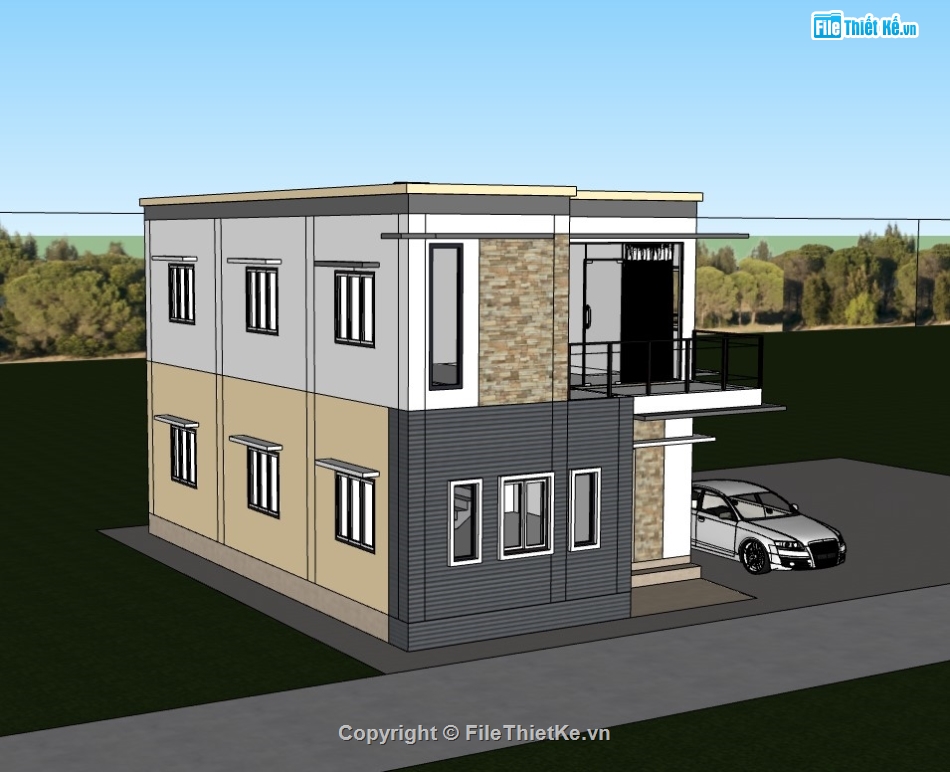 nhà phố 2 tầng,su nhà phố,sketchup nhà phố,su nhà phố 2 tầng