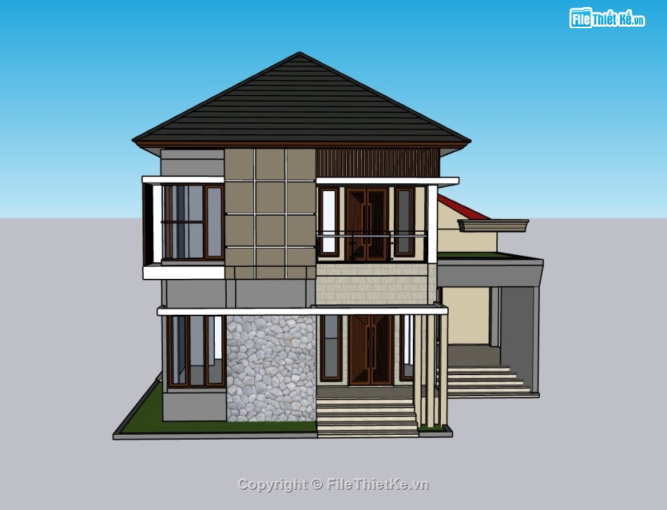 su nhà phố,sketchup nhà phố,su nhà phố 2 tầng,sketchup nhà phố 2 tầng