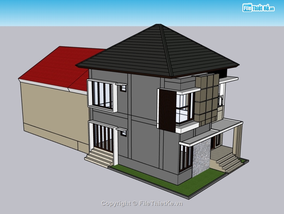 su nhà phố,sketchup nhà phố,su nhà phố 2 tầng,sketchup nhà phố 2 tầng