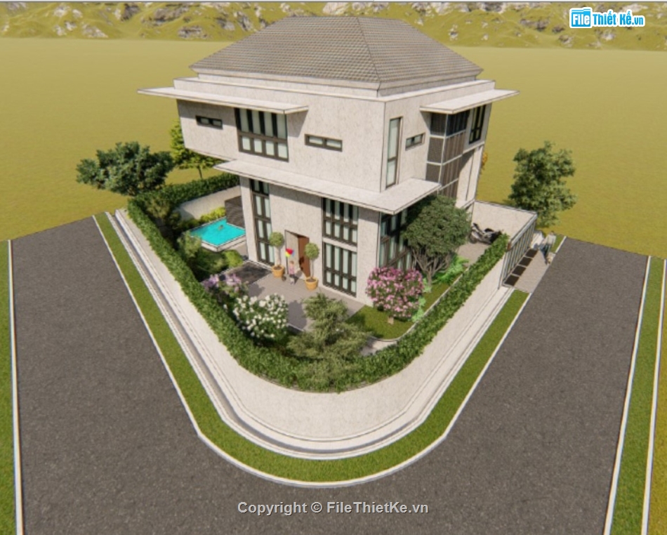 nhà phố 2 tầng,sketchup nhà phố,su nhà phố,sketchup nhà phố 2 tầng