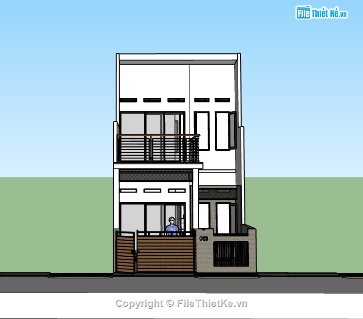 su nhà phố,sketchup nhà phố,su nhà phố 2 tầng,sketchup nhà phố 2 tầng