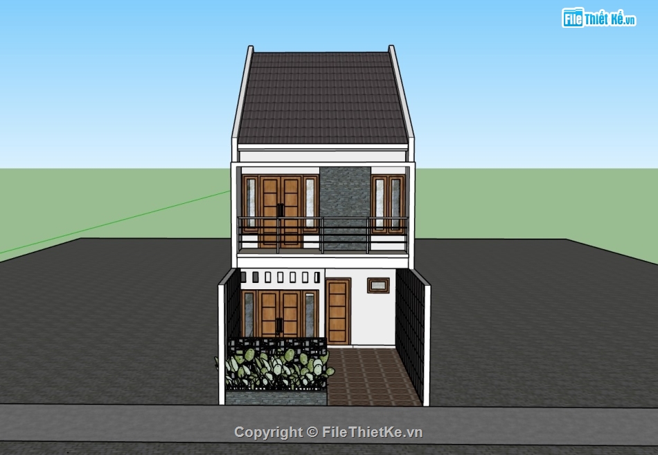 su nhà phố,sketchup nhà phố,su nhà phố 2 tầng,sketchup nhà phố 2 tầng