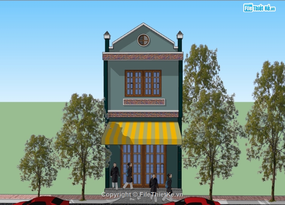 su nhà phố,sketchup nhà phố,nhà phố 2 tầng,su nhà phố 2 tầng