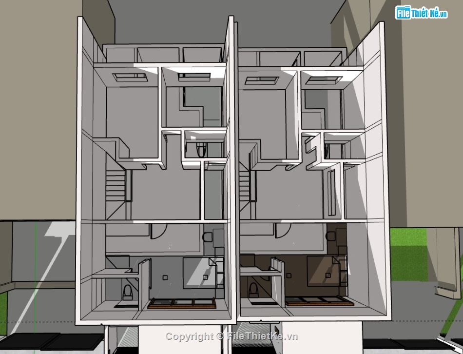 su nhà phố,sketchup nhà phố,su nhà phố 2 tầng,sketchup nhà phố 2 tầng