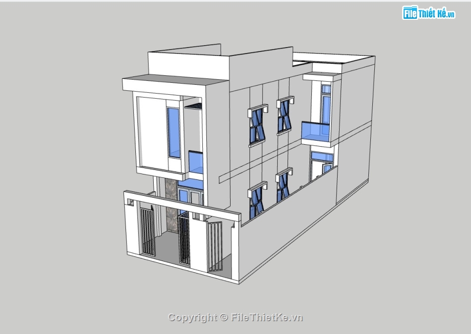 su nhà phố,sketchup nhà phố,su nhà phố 2 tầng