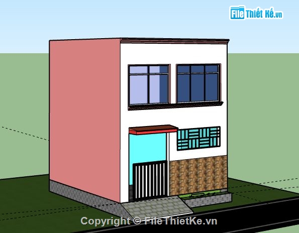 Nhà phố 2 tầng,model su nhà phố 2 tầng,nhà phố 2 tầng file su