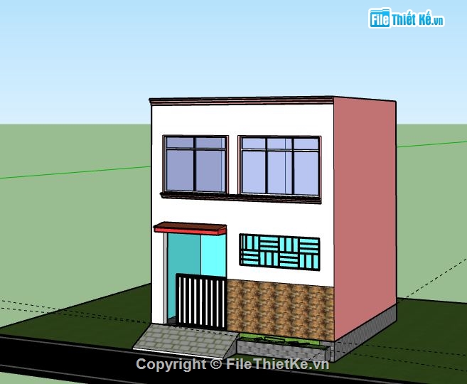 Nhà phố 2 tầng,model su nhà phố 2 tầng,nhà phố 2 tầng file su