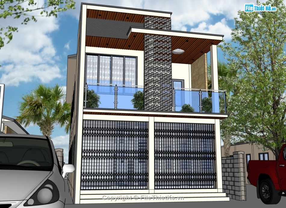 su nhà phố,sketchup nhà phố,su nhà phố 2 tầng,sketchup nhà phố 2 tầng