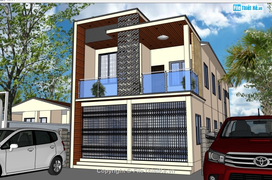 su nhà phố,sketchup nhà phố,su nhà phố 2 tầng,sketchup nhà phố 2 tầng