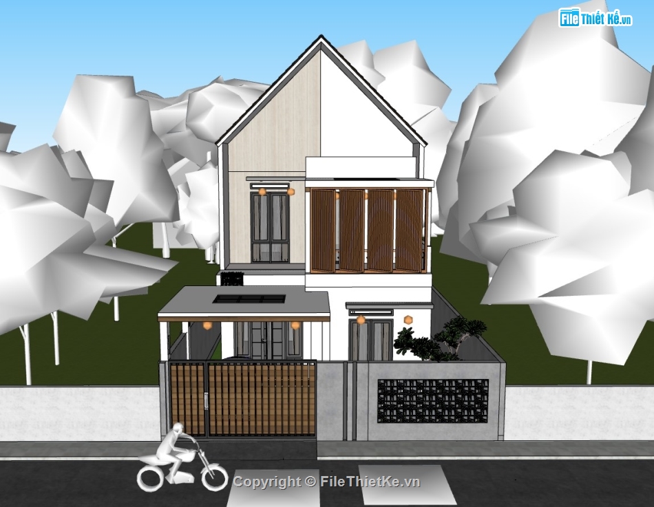 sketchup nhà phố,su nhà phố,sketchup nhà phố 2 tầng