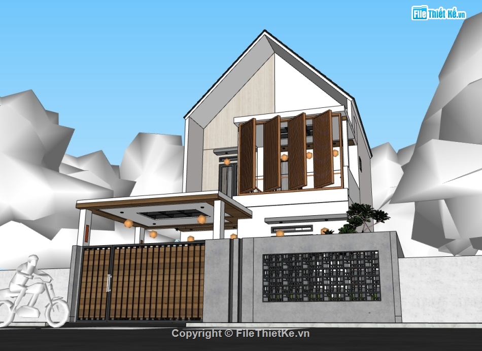 sketchup nhà phố,su nhà phố,sketchup nhà phố 2 tầng