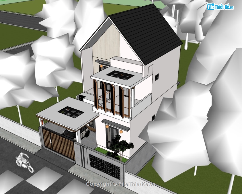 sketchup nhà phố,su nhà phố,sketchup nhà phố 2 tầng