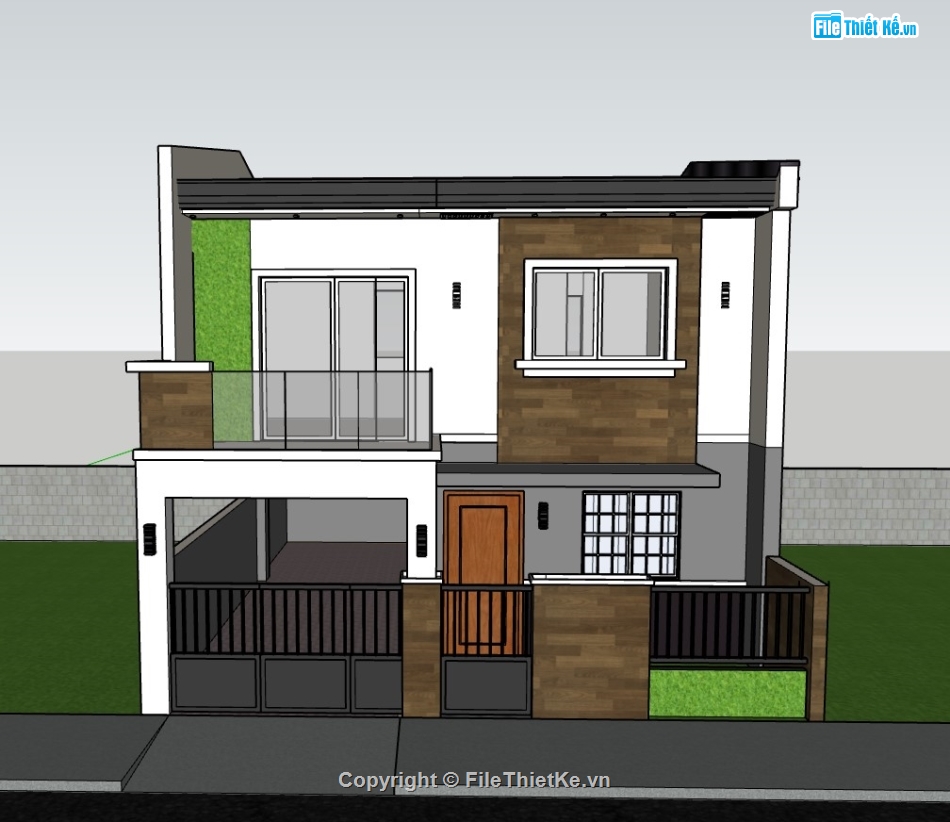 su nhà phố,sketchup nhà phố,su nhà phố 2 tầng